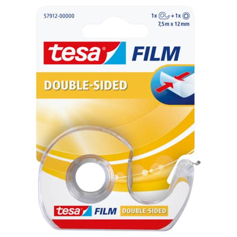 Nastro biadesivo tesa tesafilm® 12 mm x 7,5 m in chiocciola con lama in metallo trasparente - 57912-00000-01